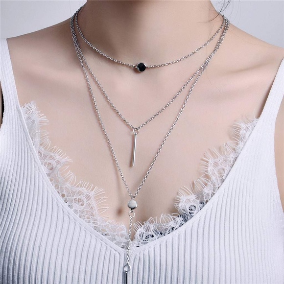 ❤️ 4/$30 Multilayer Dangling Bar Lariat Necklace - Picture 6 of 7
